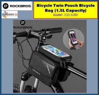 Rockbros Bag 6.0 inch Touch Screen Bike Phone Pouch Waterproof Bike Saddle Bag Cycling Phone Case Bike Bicycle Accessories 1.5L Capacity (030-60BK)