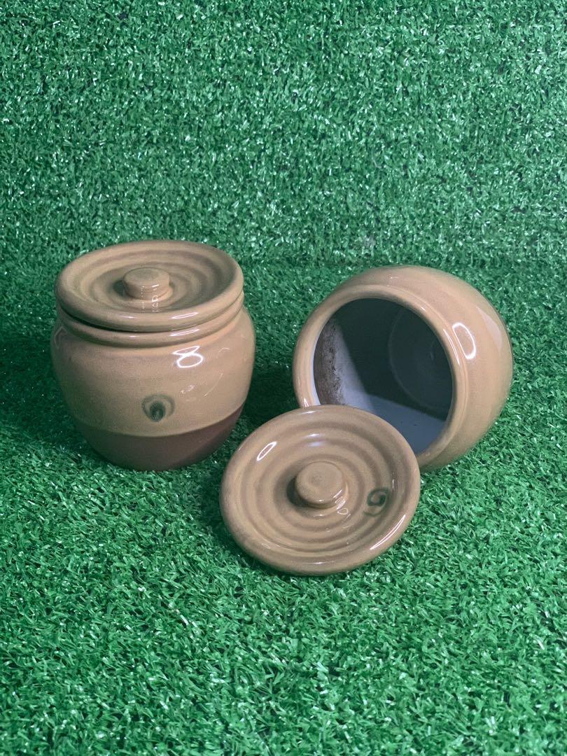 Stoneware Jar with Cover (Category: Other Kitchenware & Tableware) located in Mandaluyong City. Submitted by isydln (Listing ID 1094555731, Image 1). Description: 2 sets Stoneware Jar with Cover Yours at 450.00 8.5cmx7.5cm.