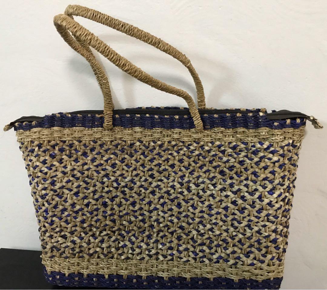 Straw Bag with Zip, Women's Fashion, Bags & Wallets, Tote Bags on Carousell