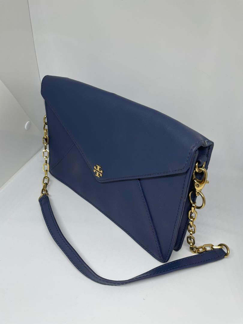 Authentic Tory Burch Blue Envelope Clutch Bag, Luxury, Bags & Wallets on  Carousell