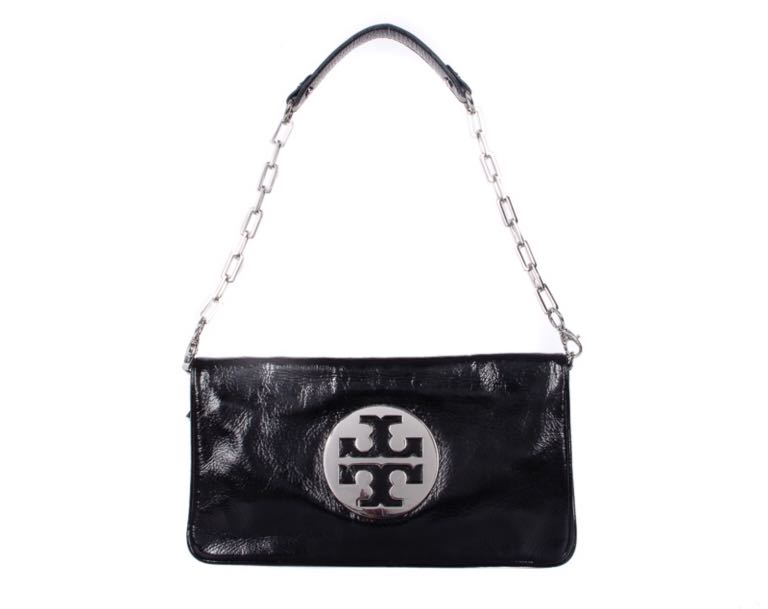 TORY BURCH Reva Black Patent Leather Clutch Bag, Luxury, Bags & Wallets on  Carousell