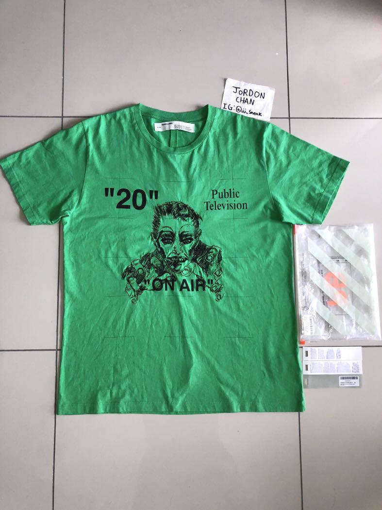 100 Legit Off White Public Television T Shirt Green Black