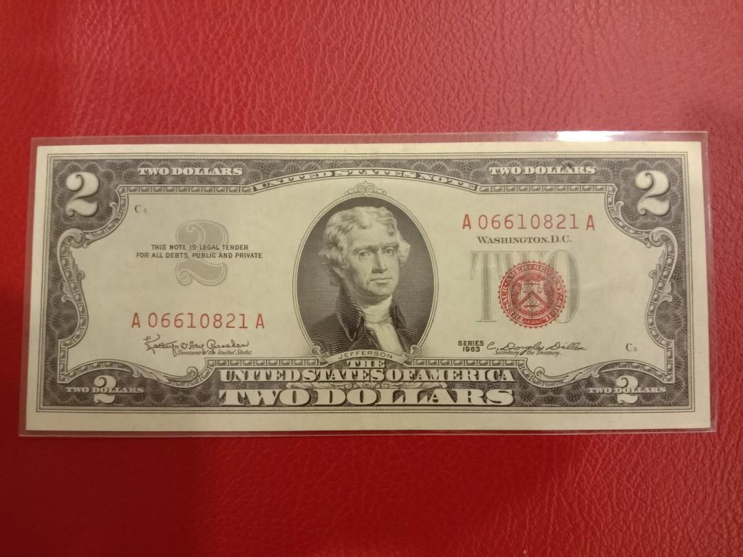 1963 USD$2 dollars with Red Ink Stamp, Hobbies & Toys ...