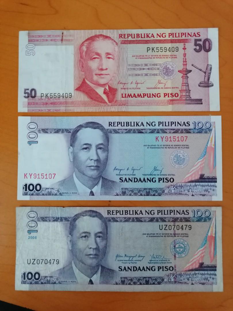 菲律賓不同期50及100 Piso 紙幣3 款, 興趣及遊戲, 收藏品及紀念品, 錢幣- Carousell
