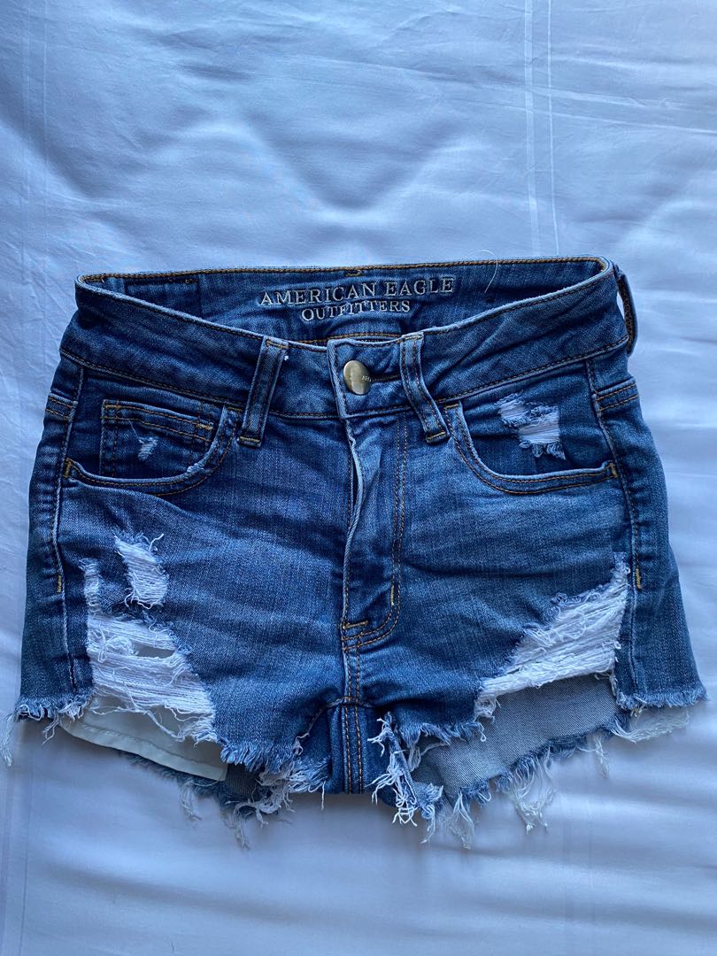 american eagle ripped jean shorts