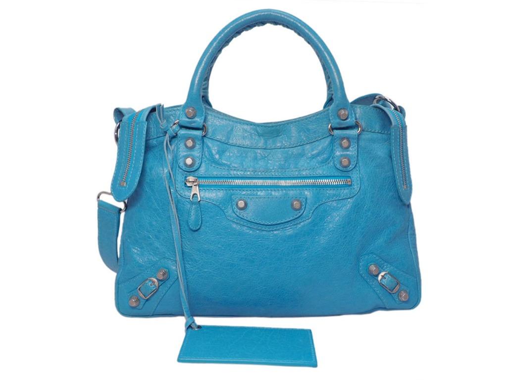 Balenciaga Town Coral Blue Giant 12 Silver Hardware 2 Way Bag Luxury Bags Wallets On Carousell