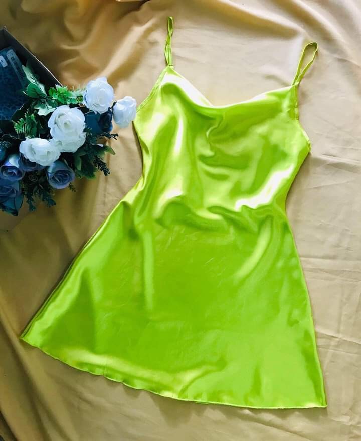 Neon green hotsell silk dress