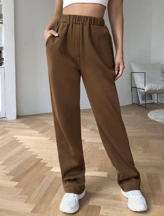 Brown straight leg sweatpants, Women's 