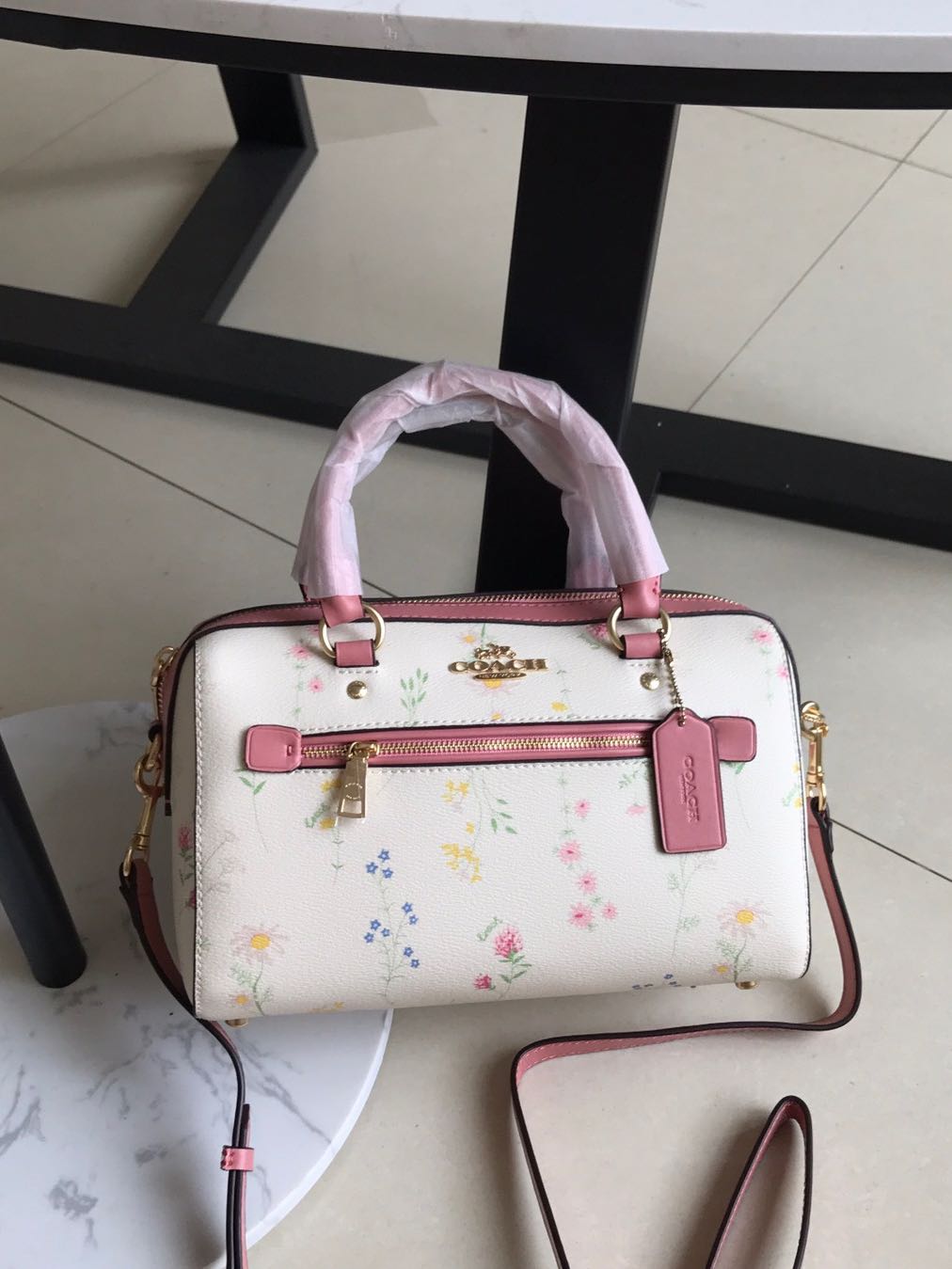 coach rowan satchel floral