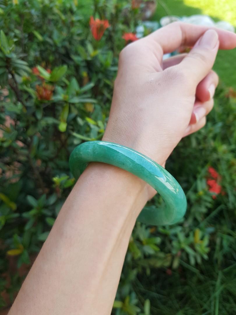 NGI Certified] Full green jadeite jade bangle grade A