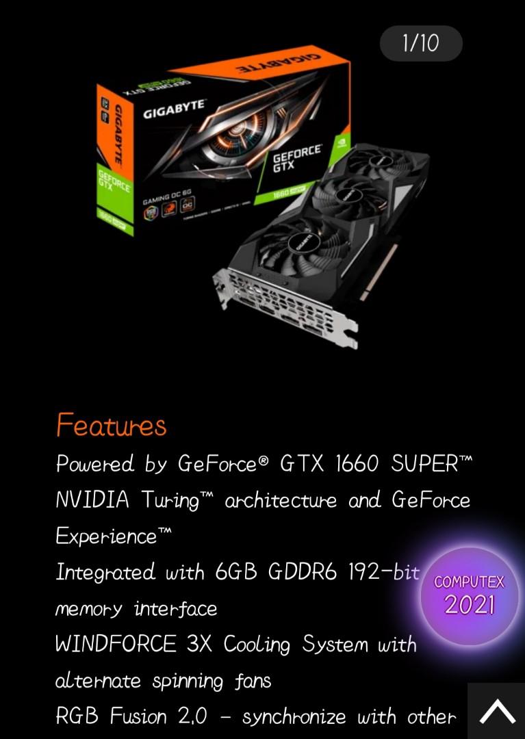 Gigabyte geforce gtx top 1660 gaming oc 6g