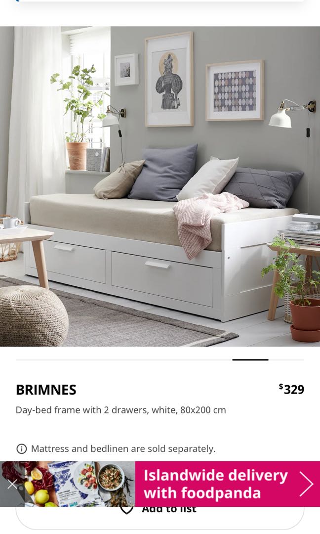 ikea brimnes pull out single bed must go furniture home living furniture bed frames mattresses on carousell