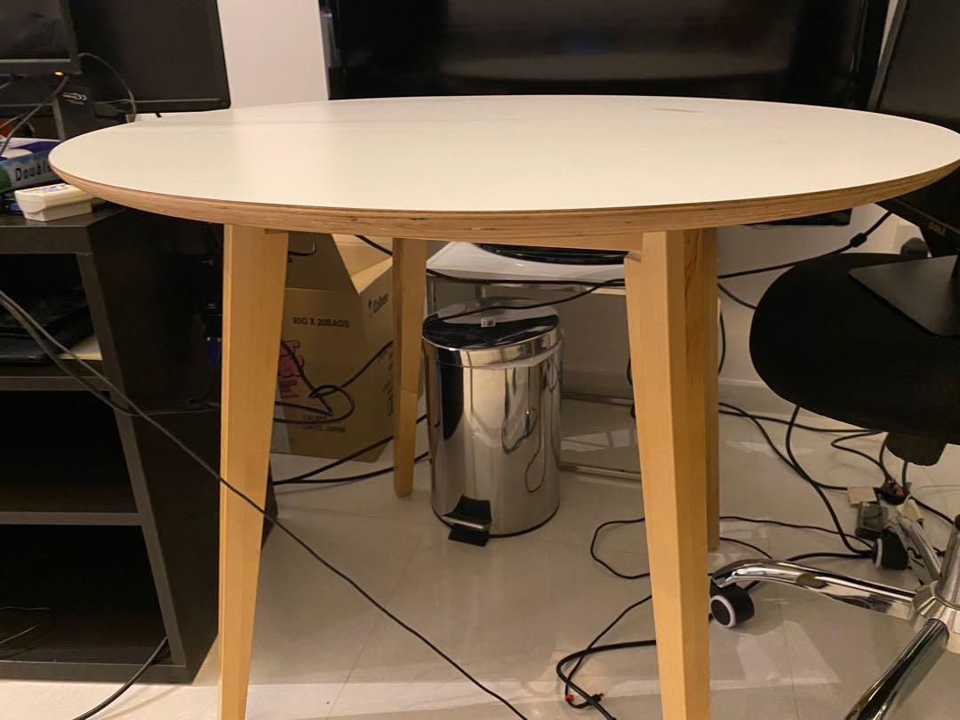 IKEA white round dining table Nordmyra, Furniture & Home Living