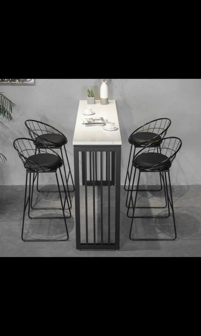 Marble top bar table and chairs set, Furniture & Home Living, Furniture