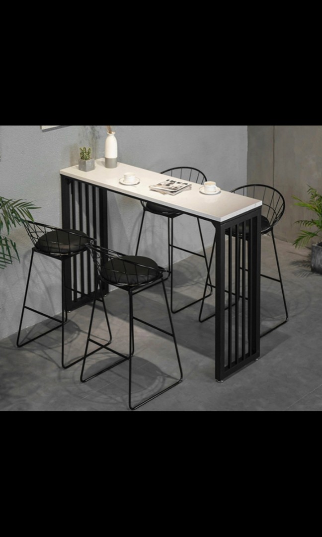 Marble top bar table and chairs set, Furniture & Home Living, Furniture
