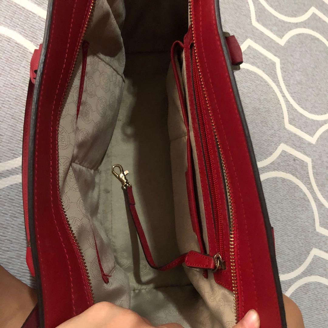 red and black michael kors bag