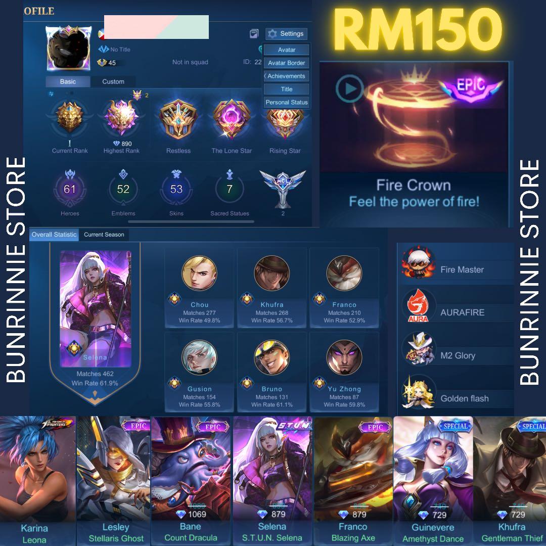 Mobile Legends Epic Recall Fire Crown, Nice Winrate, Epic ...