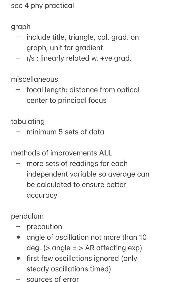 O Level Physics Practical Notes (Category: Assessment Books) located in Singapore. Submitted by chunkiies (Listing ID 1094758565, Image 1). Description: - notes available in soft & hard copy - soft copy will be sent to your email once payment is made - attained 9 distinctions in O levels, with a net L1R5 of 3 - postage fees depend on weight of notes - notes are VERY concise, great for last min. recaps on key concepts and definitions price : - sof