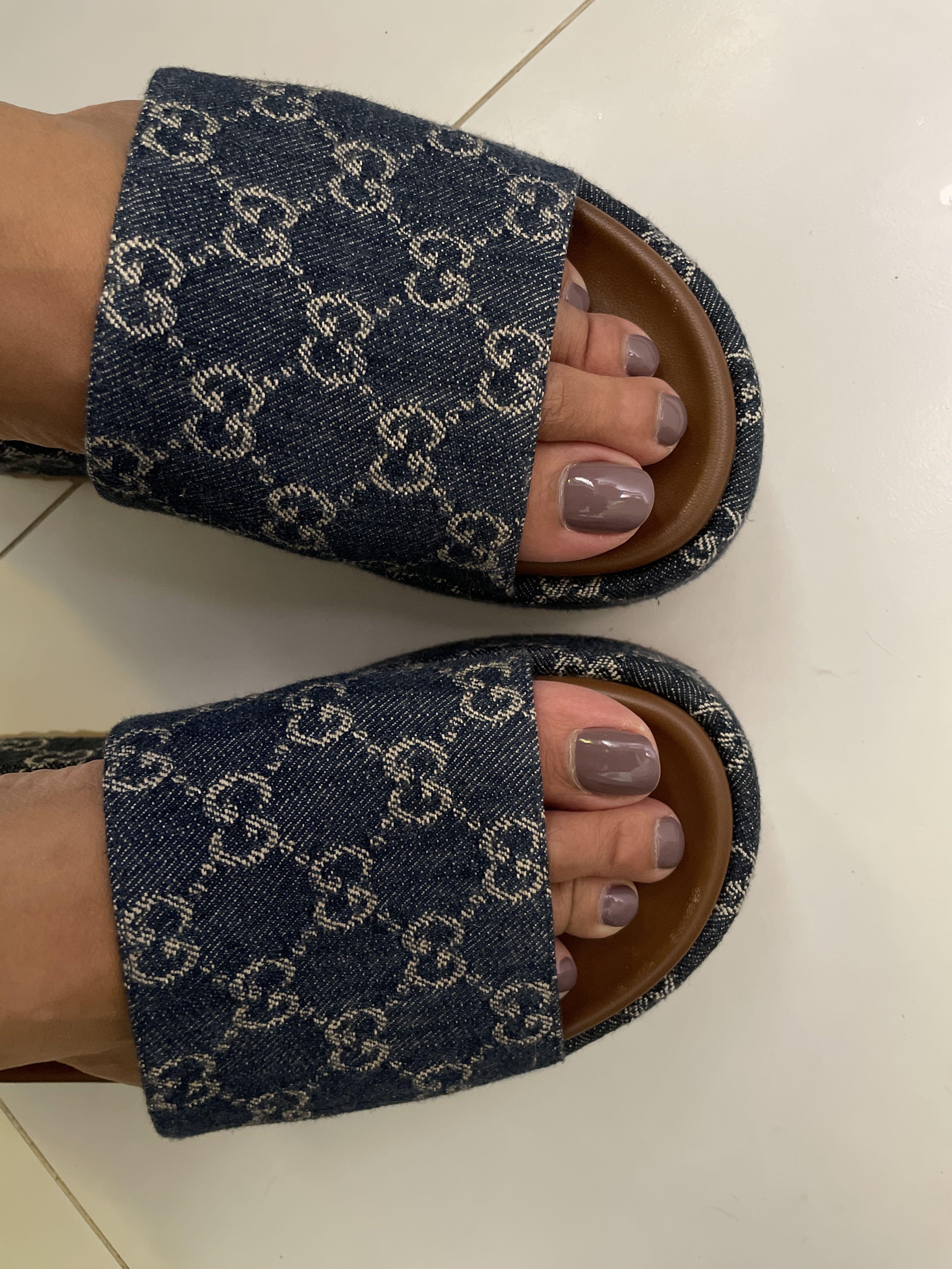 Gucci clearance denim slides