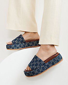 Original Gucci Denim Slides Women s Fashion Footwear Heels on