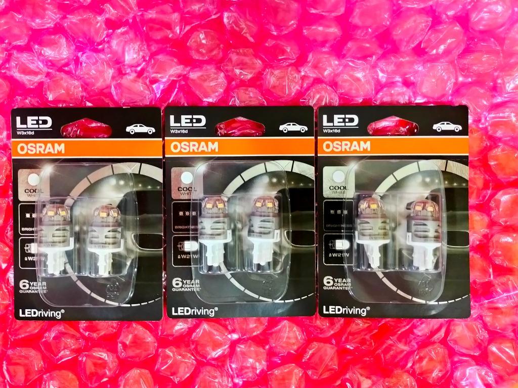 Osram Premium LED W21W 12V 7905CW-02B Red Brake Bulbs W3x16d Twin