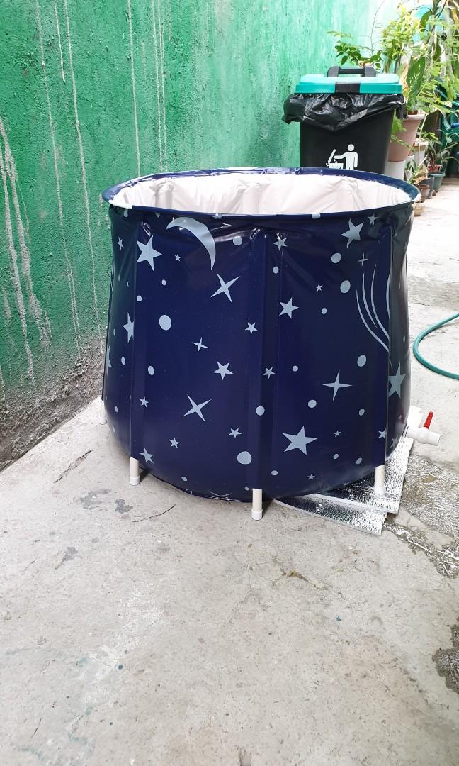 Portable Bathtub for adults (Category: Bathtub & Bath Accessories) located in Santa Rosa. Submitted by better.shoppe (Listing ID 1094714238, Image 1). Description: size: 65x70 cm Fit for one qdult or 2 kids Good for full body soak for warm Detox bath for relaxation foldable, portable, small space requirement can be folded when not in use.