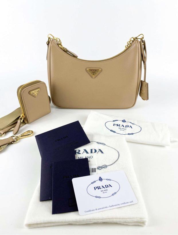 Prada 1BH204 Re-edition 2005 Multi Pochette Saffiano Leather Beige, Luxury,  Bags & Wallets on Carousell
