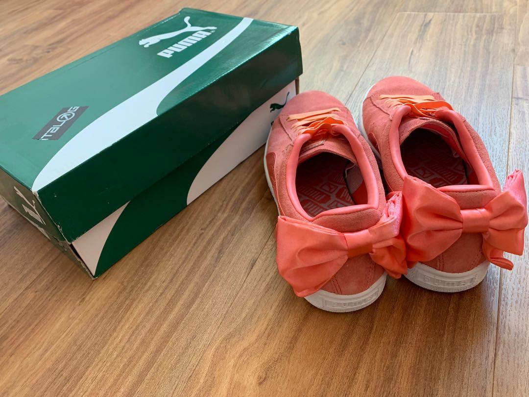 Puma suede bow shell pink store