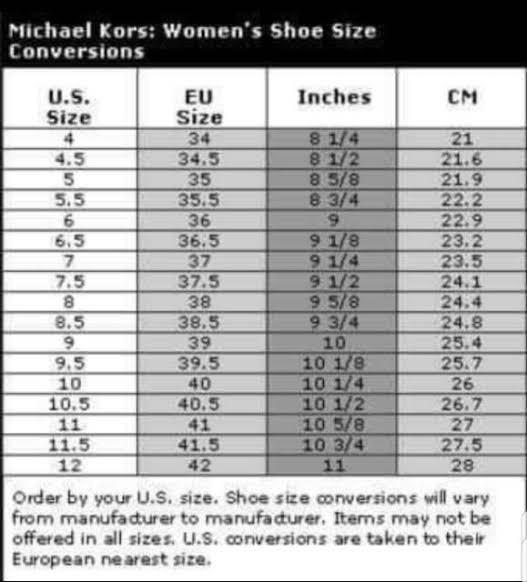 Size michael kors shoes discount