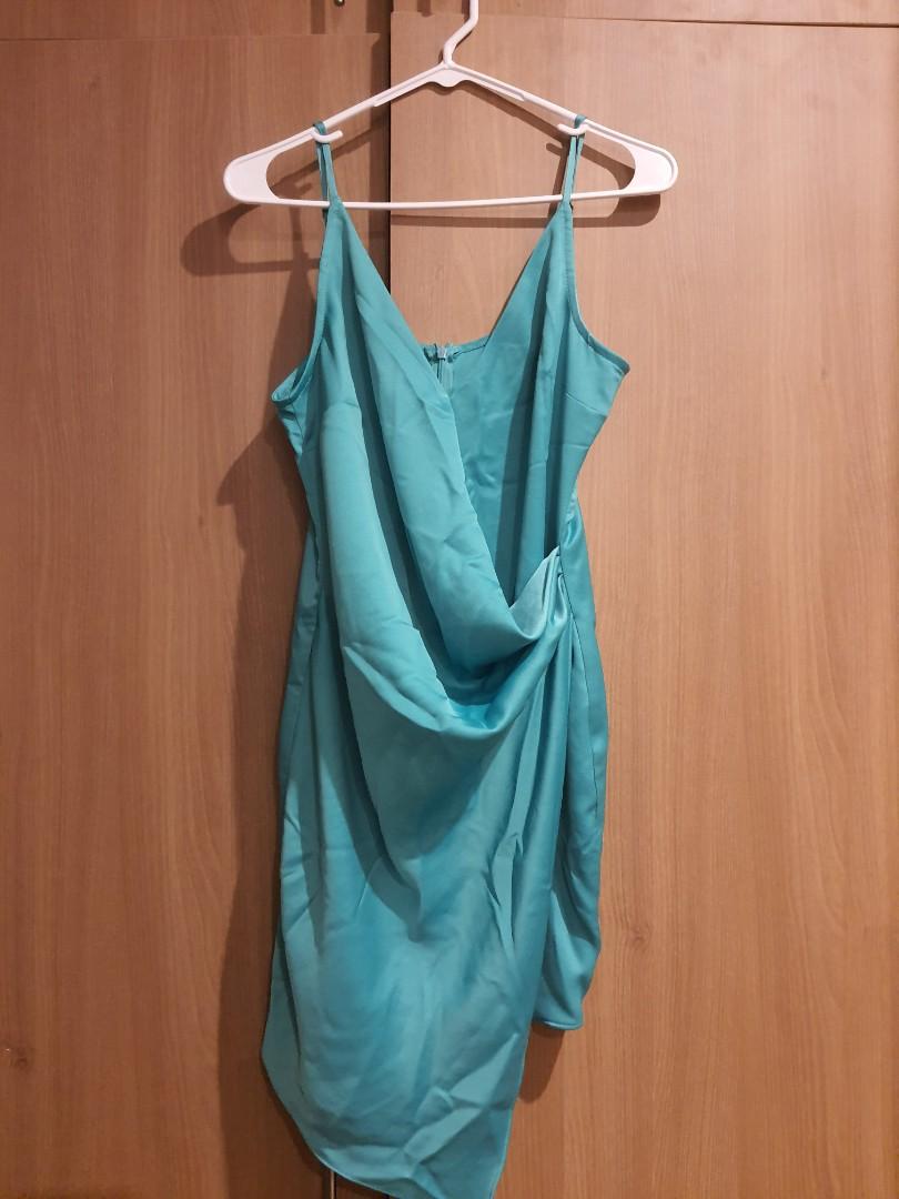 sage green dress halter Heavy Hearted Satin Maxi Dress main image 0