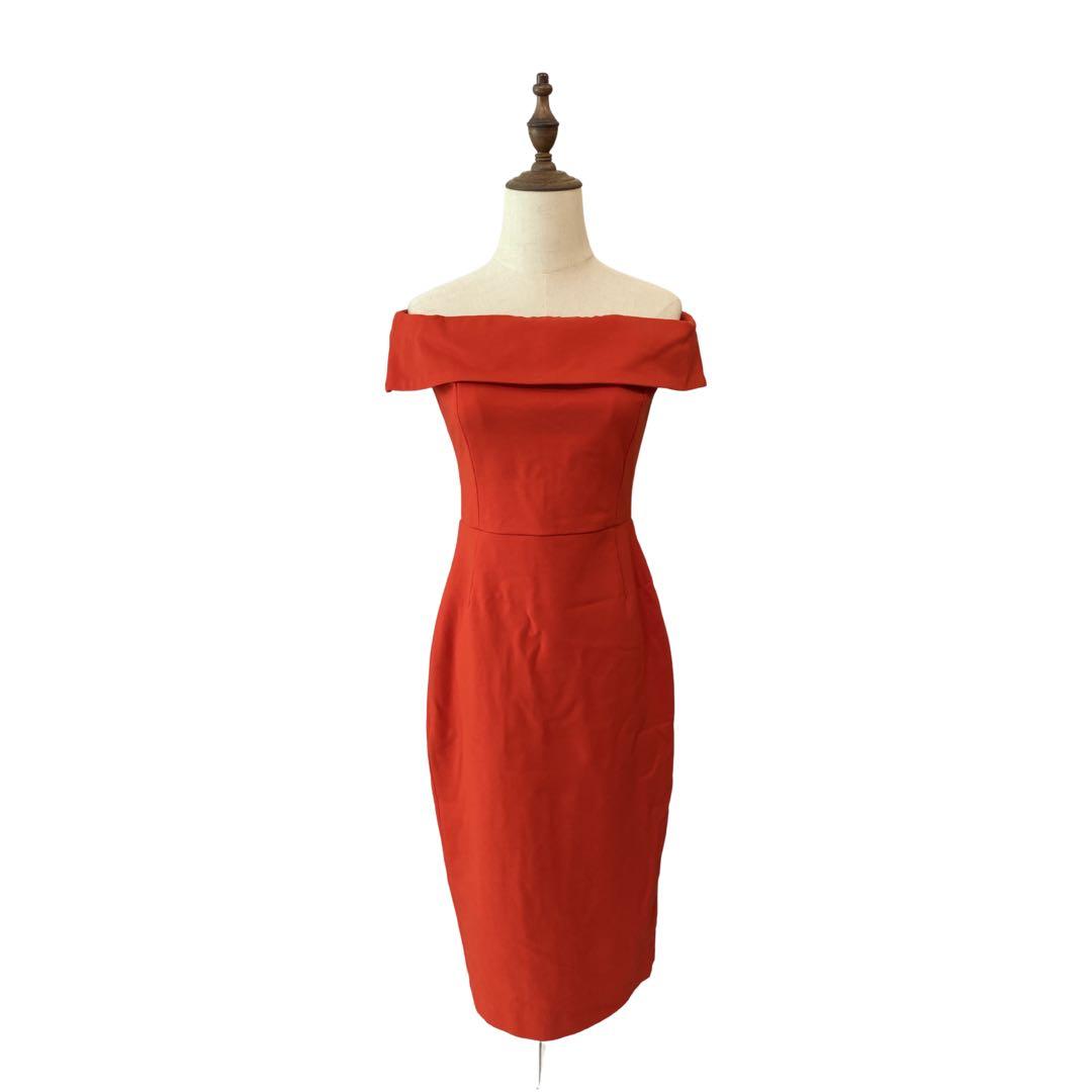 red dress off shoulder zara New Zara Trafaluc Red Dress Off Shoulder L