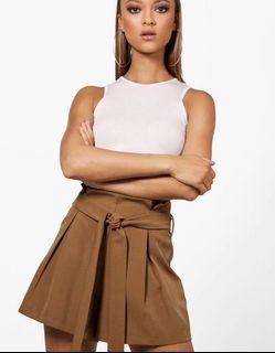Tailored Smart Tie Belt Shorts