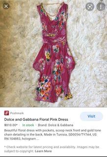 Vintage Dolce & Gabbana Floral Pink Dress with Goldtone chains