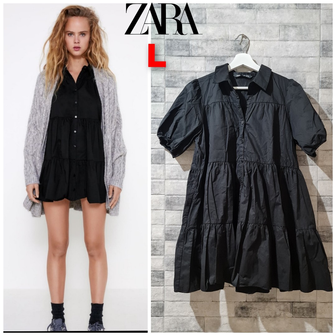 Zara flounce dress black Clearance