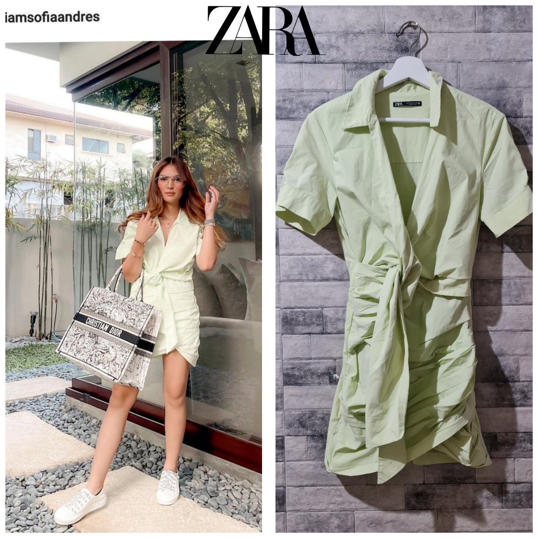 ZARA-(Apple Green) Poplin Dress, Women 