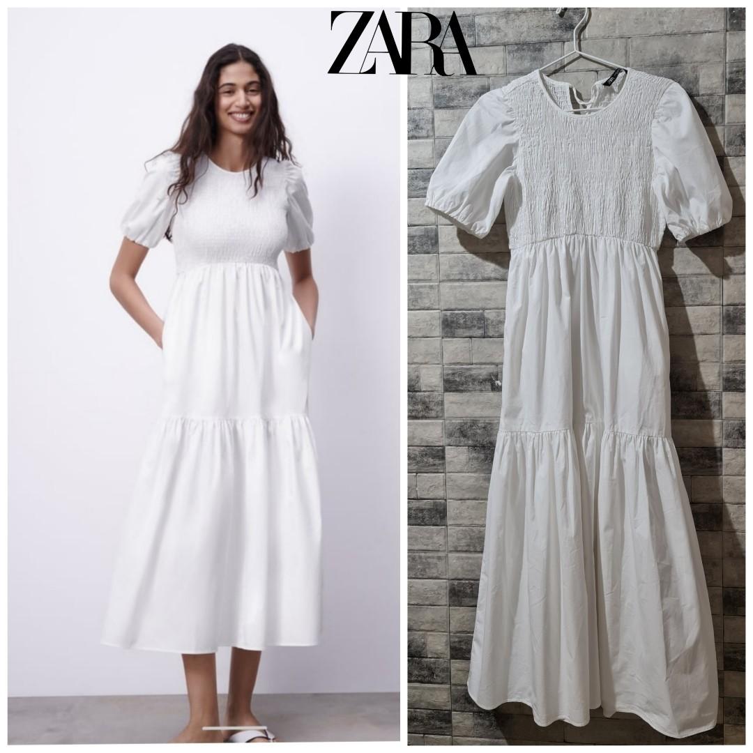 ZARA-Poplin Panelled Midi Dress, Women ...