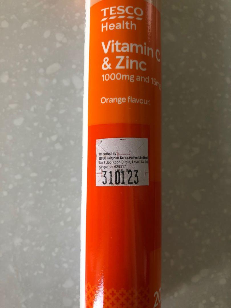 40 Vitamin C + Zinc Tablets 2 Tubes of 20 Tesco, Health & Nutrition