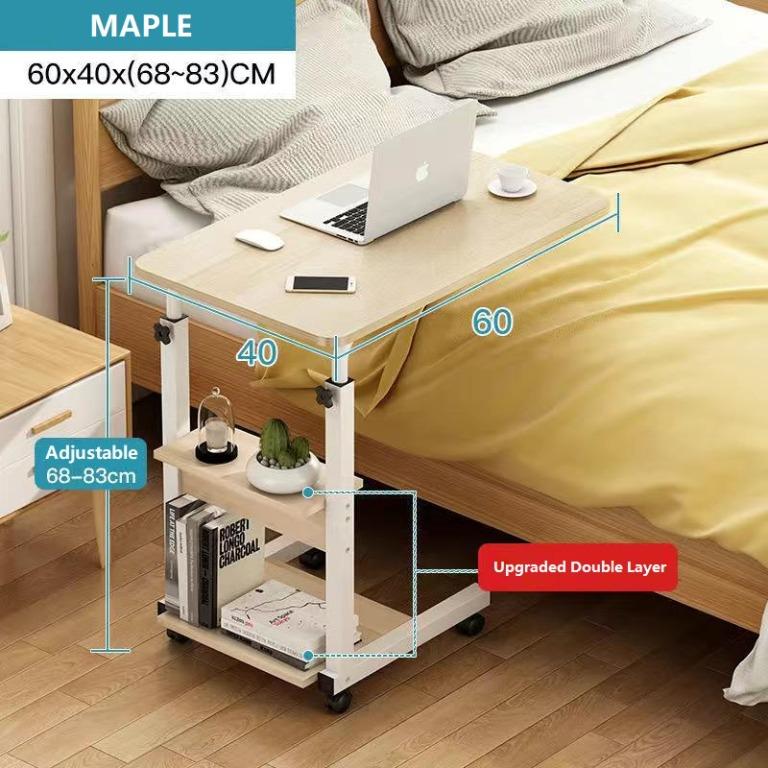 60cm Movable Laptop Table/ Computer Study Desk/ Bedside Bed Sofa Side ...
