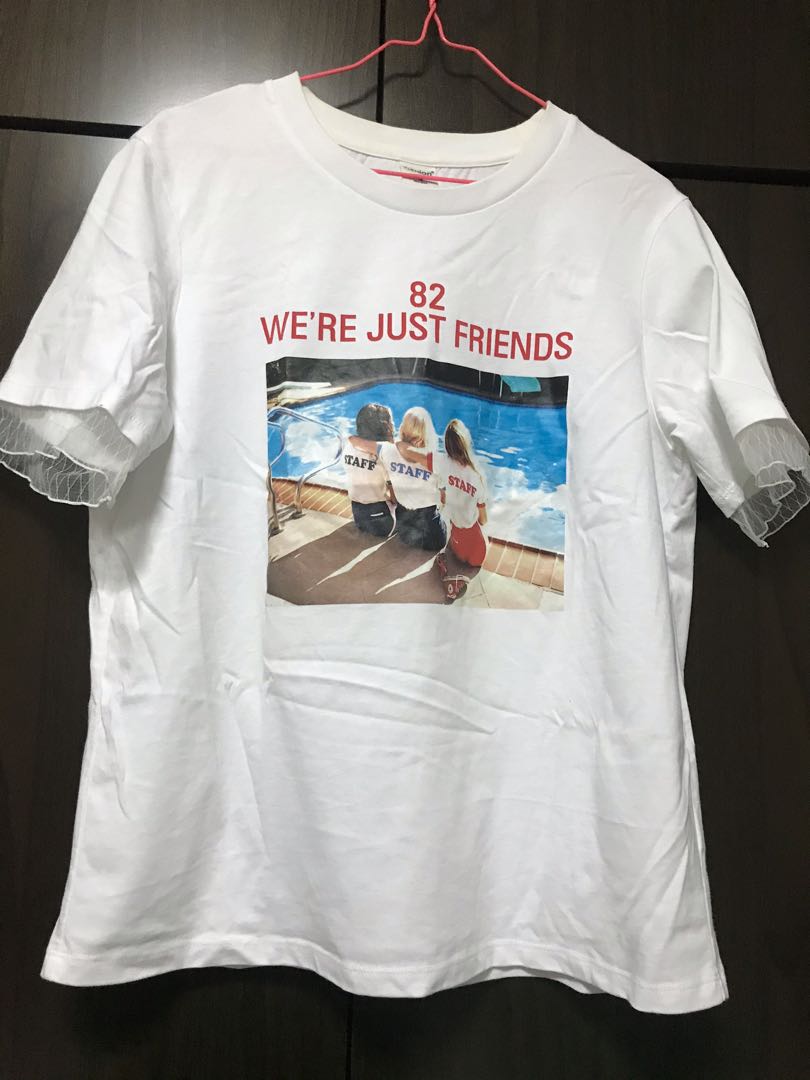 82 We're just friends white graphic tee 