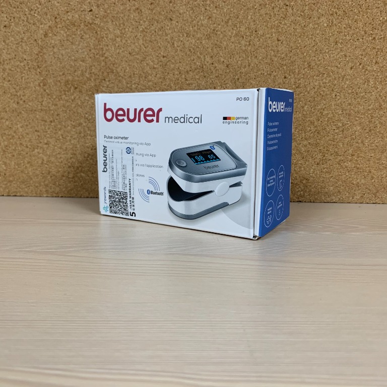 全新行貨現貨德國 BEURER PO60 BT 藍牙指式脈搏血氧儀 可測試血液含氧量(如果肺部受武漢肺炎感染，血帶氧量會下降) 測量動脈血氧 ...