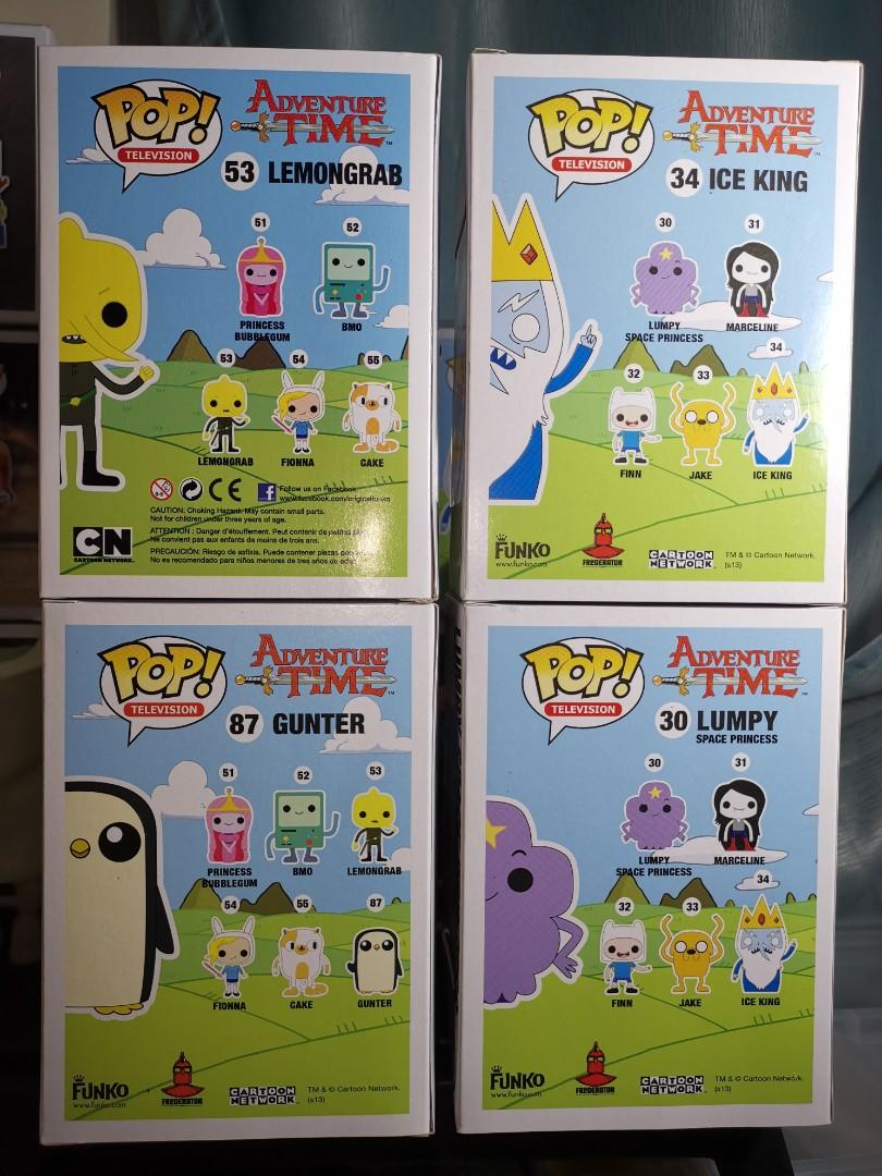 Adventure Time Funko Pop LOT (Category: Designer & Blind Box Toys) located in Makati City. Submitted by mrkutd (Listing ID 1094985973, Image 3). Description: 700 Lumpy 1000 Ice King 1000 Lemongrab 1300 Gunter 700 Cake Total 4700 set of 5 pcs Brand New 10/10, Free protectors If baklas set, Funko App price will be used Prices above are for the LOT Items are in Paranaque Shipping via Lalamove care of Buyer/trader.