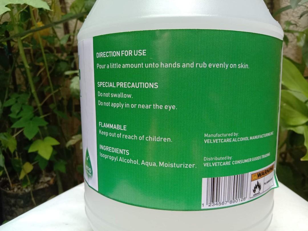 Alcohol ETHYL and ISOPROPYL ALCOHOL (Category: Sanitizers & Disinfectants) located in Manila. Submitted by loveforlabels (Listing ID 1094940839, Image 2). Description: Alcohol ETYHL and ISOPROPYl in Gallon.FDA Approved. Reseller, bulk orders, distributors are welcome Globe:0966-8727698 Smart: 0907-7108622.