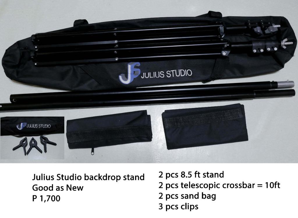 Backdrop / Background Stand For Sale (Category: Lighting & Studio Equipment) located in Pasig City. Submitted by lee025 (Listing ID 1094784359, Image 3). Description: PRICE DROP…PRICE DROP…PRICE DROP HPUSN Backdrop Stand Good as New 2 pcs 6ft stand 2 pcs telescopic crossbar = 10ft 4 pcs clips 2 pcs sand bag Before: P1,600 Now: P1,300 EMART 8.5x10 ft Backdrop stand Brand New 2 pcs 8.5ft stand 2 pcs telescopic crossbar = 10ft 2 pcs sand bag 4pcs Ba