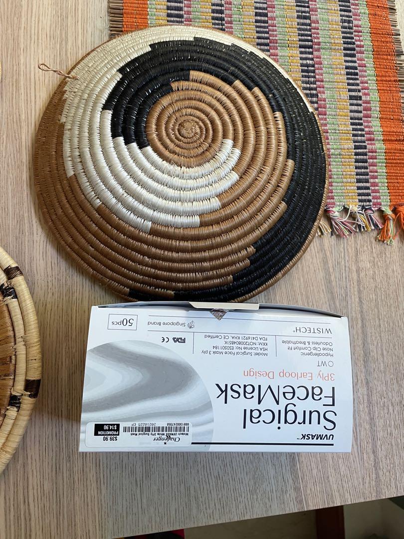 Beautiful woven banana bark wall art basket, Furniture & Home Living