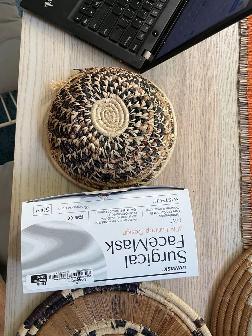 Beautiful woven banana bark wall art basket, Furniture & Home Living