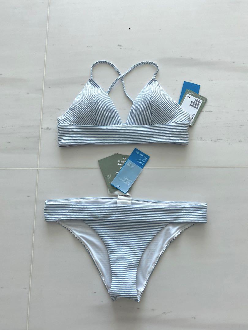 H&m blue striped bikini shop