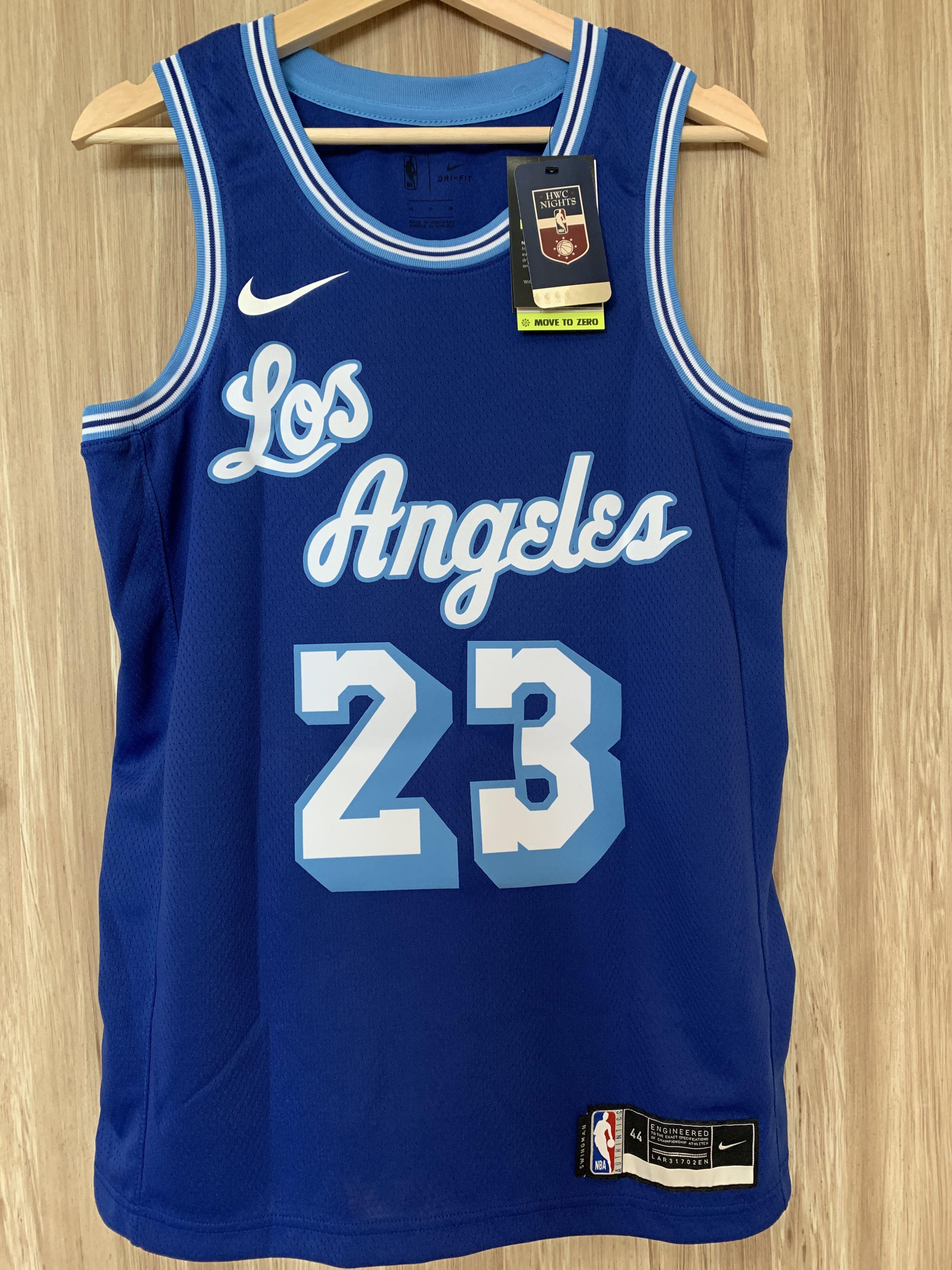 Original NBA Heat Pressed Men's Los Angeles #23 LeBron James Blue Jersey