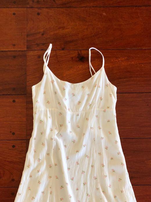 Brandy Melville White and Pink Floral Colleen Dress, Women's