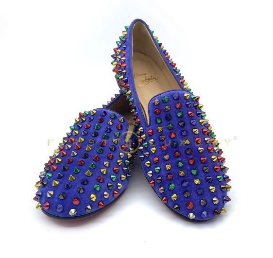 Purple loafers with spikes clearance