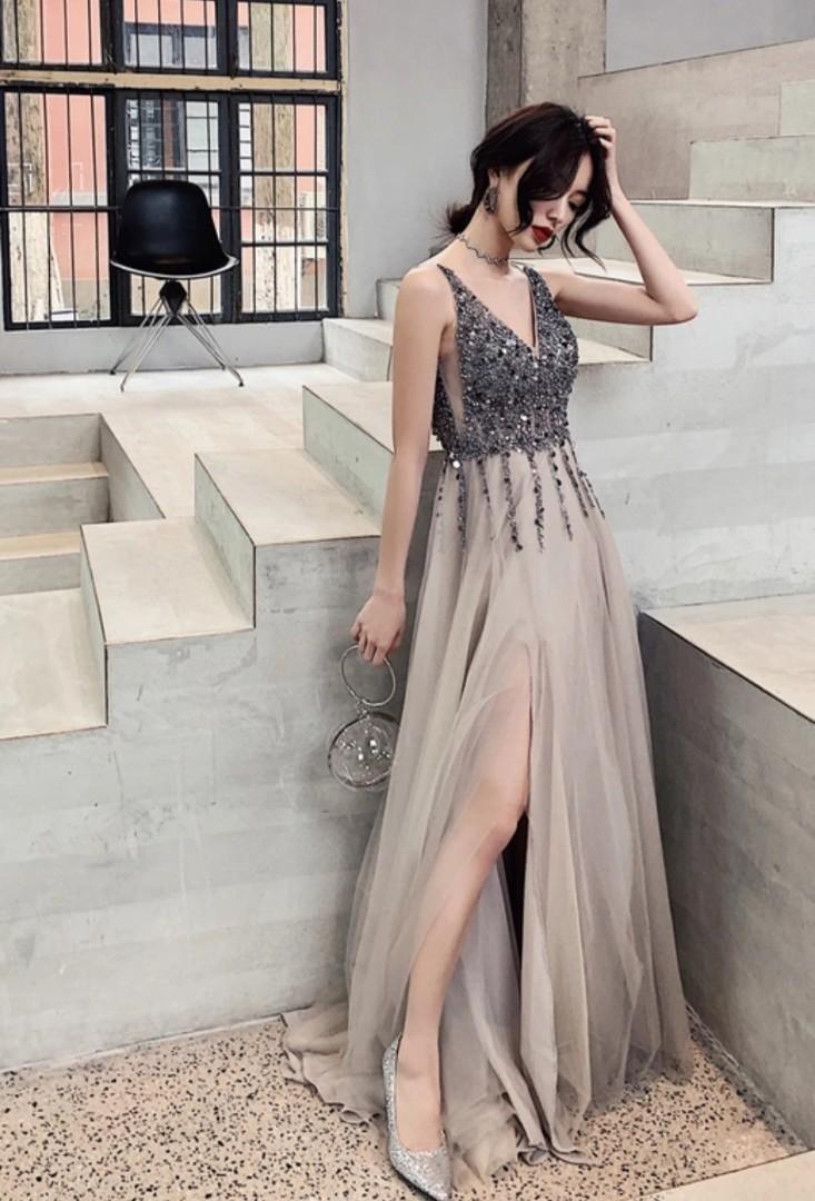 Dark grey sequin dress Women s Fashion Dresses Sets Evening dresses gowns on Carousell